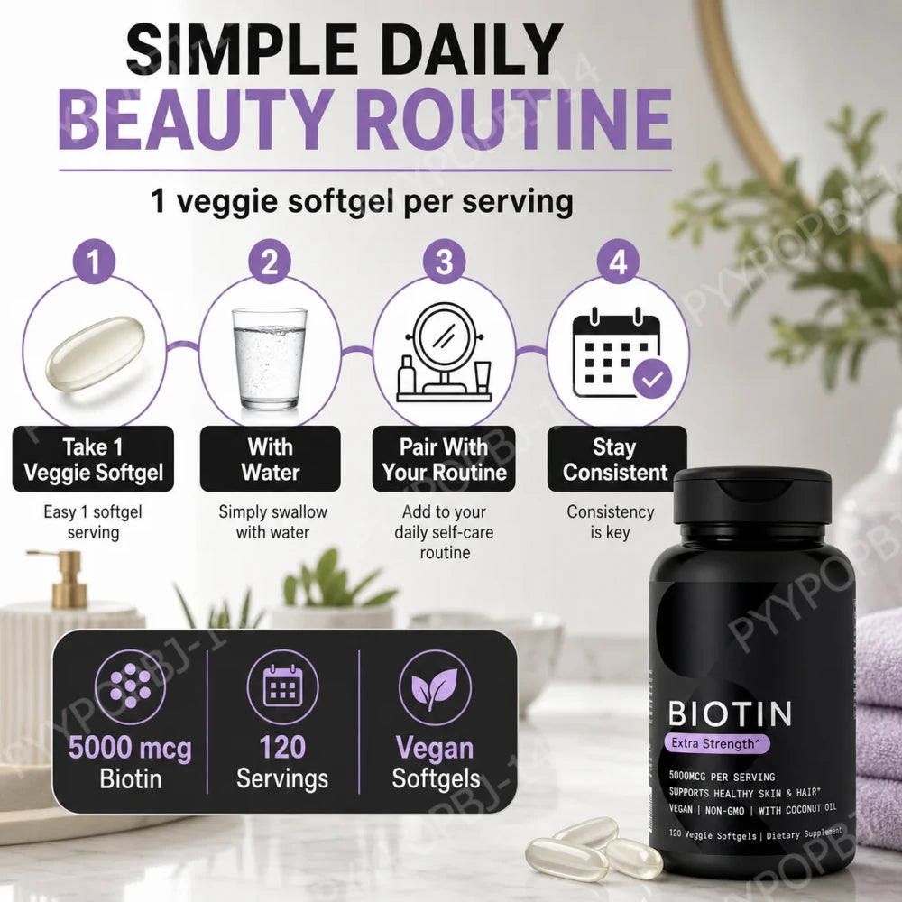 Biotin Softgels con Aceite de Coco