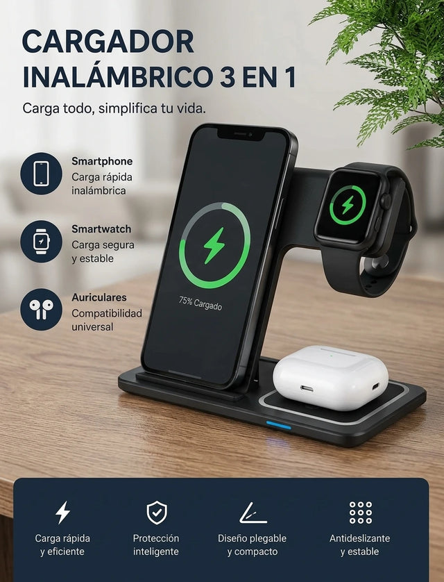 Cargador Inalambrico Magnetico Plegable