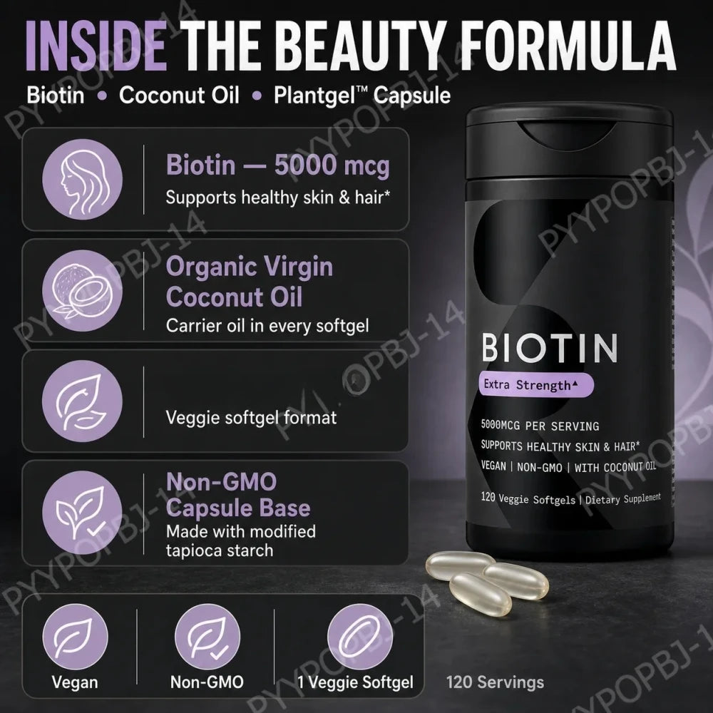 Biotin Softgels con Aceite de Coco