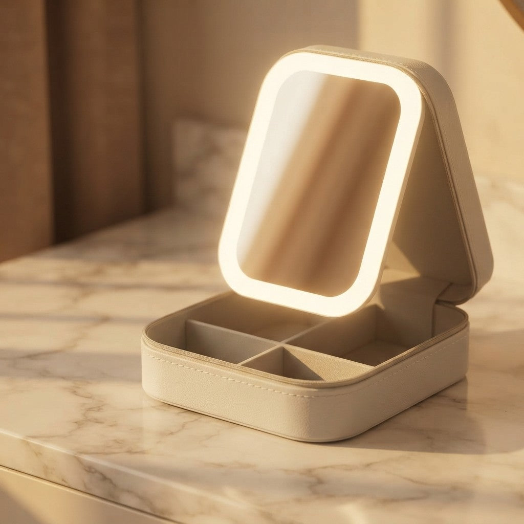 Akayoo Neceser de Maquillaje con Espejo LED